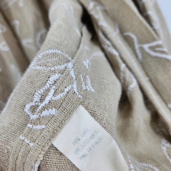 Caroline Rose Cardigan Brown Linen Floral Embroidered Collared Open Front Size L - Picture 4 of 5